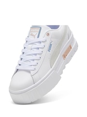 Puma White Mayze Leather Trainers - Image 3 of 6