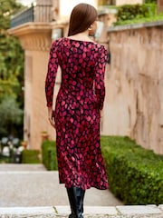 Sosandar Pink Ruched Waist Midi Dress - Image 2 of 4
