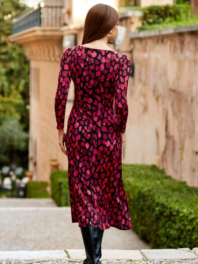 Sosandar Pink Ruched Waist Midi Dress - Image 2 of 4