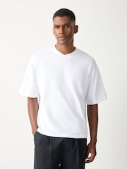 White EDIT V-Neck Boxy Fit T-Shirt - Image 1 of 8