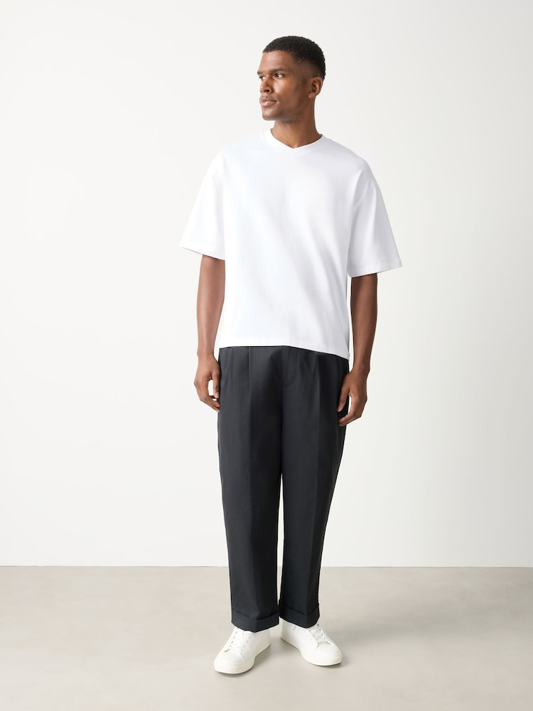 White EDIT V-Neck Boxy Fit T-Shirt - Image 2 of 8 White EDIT V-Neck Boxy Fit T-Shirt - Image 2 of 8