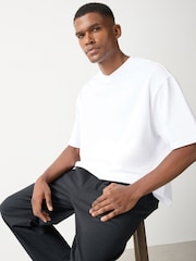 White EDIT V-Neck Boxy Fit T-Shirt - Image 3 of 8