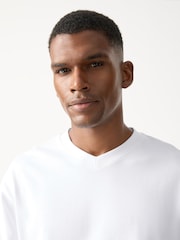 White EDIT V-Neck Boxy Fit T-Shirt - Image 5 of 8