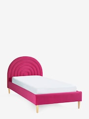 Soft Velvet Fuschia Pink Kids Rainbow Upholstered Standard Bed - Image 3 of 8
