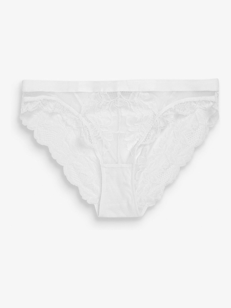 Black/White High Leg Lace Knickers 2 Pack - Image 7 of 7