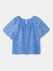 Mango Blue Broderie Blouse - Image 4 of 6