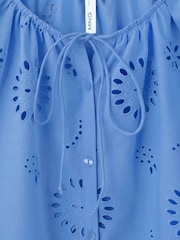 Mango Blue Broderie Blouse - Image 5 of 6