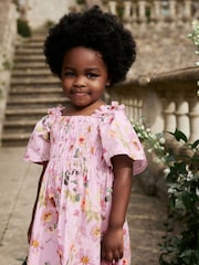 Pink Floral Printed Cotton Dress (3mths-8yrs) - Image 1 of 9