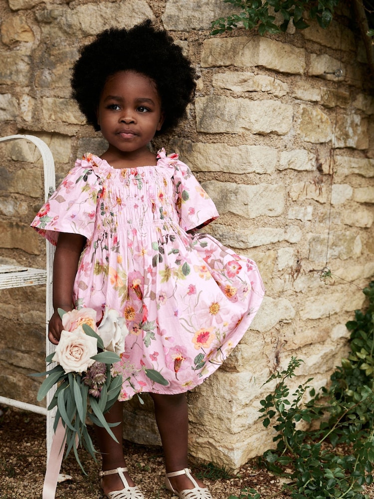 Pink Floral Printed Cotton Dress (3mths-8yrs) - Image 2 of 9 Pink Floral Printed Cotton Dress (3mths-8yrs) - Image 2 of 9