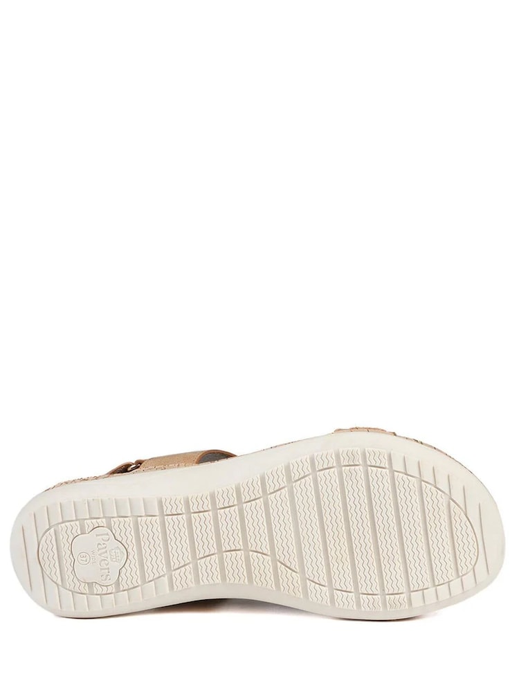Pavers Tan Brown Comfort Beaded Wedge Sandals - Image 5 of 5