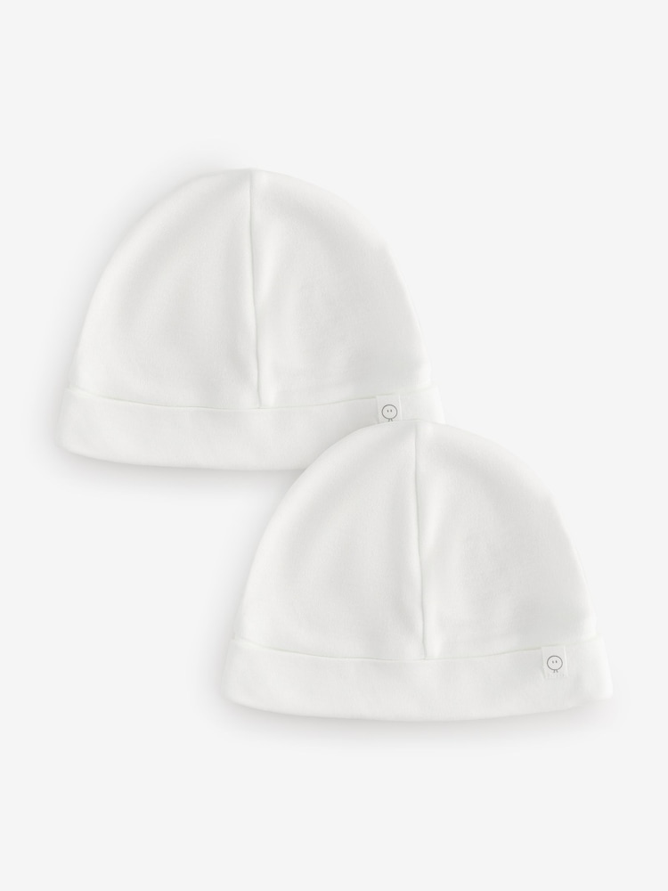 MORI White White Supersoft Baby Hats 2 Pack - Image 1 of 5 MORI White White Supersoft Baby Hats 2 Pack - Image 1 of 5