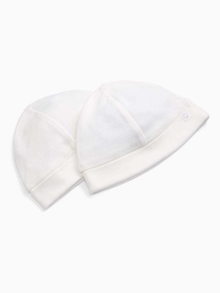 MORI White White Supersoft Baby Hats 2 Pack - Image 5 of 5 MORI White White Supersoft Baby Hats 2 Pack - Image 5 of 5