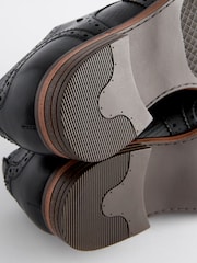 Black Texture Detail Double Wing Brogue Shoes - Image 5 of 7
