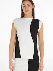 Calvin Klein White Abstract Blocking Top - Image 1 of 3