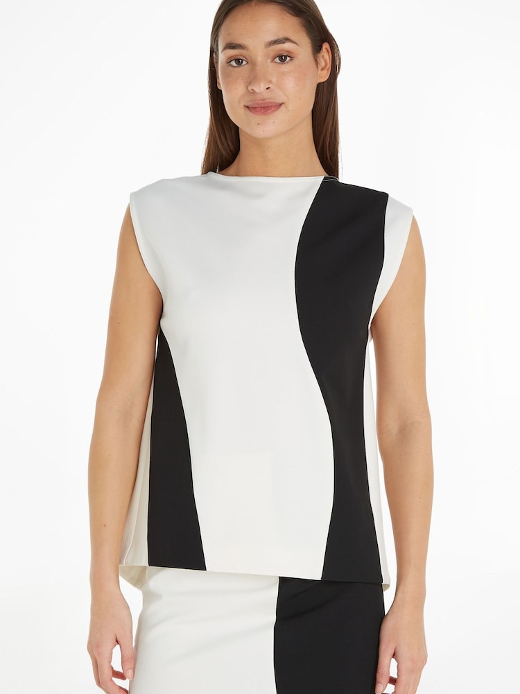 Calvin Klein White Abstract Blocking Top - Image 1 of 3