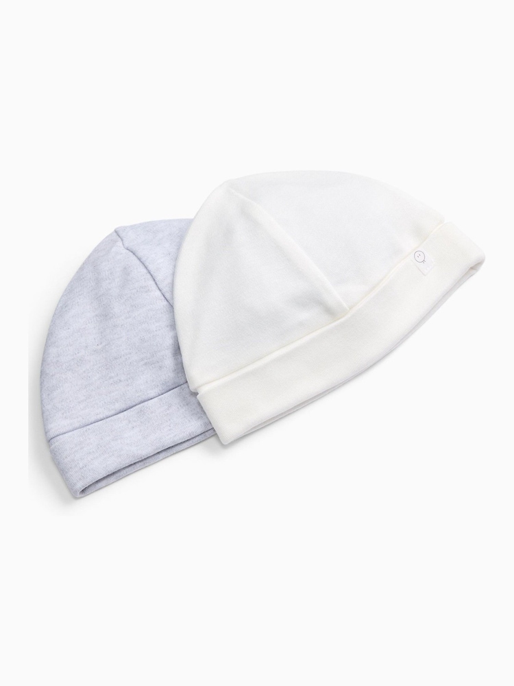 MORI Grey White & Grey Supersoft Baby Hats 2 Pack - Image 1 of 1