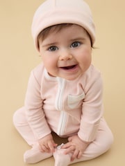 MORI Pink White & Blush Stripe Supersoft Baby Hats 2 Pack - Image 2 of 3