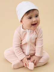 MORI Pink White & Blush Stripe Supersoft Baby Hats 2 Pack - Image 3 of 3