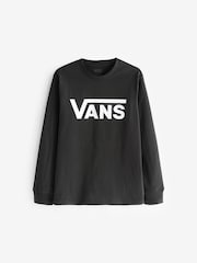 Vans Boys Long Sleeve 100% Cotton Logo Black T-Shirt - Image 1 of 3