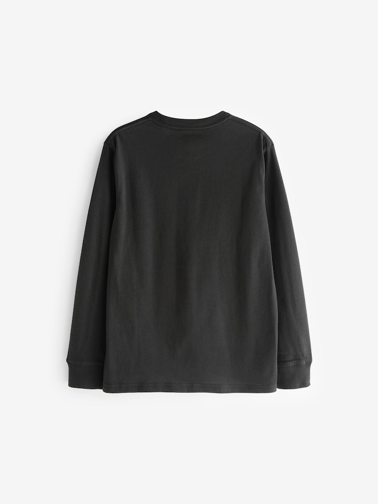 Vans Boys Long Sleeve 100% Cotton Logo Black T-Shirt - Image 2 of 3
