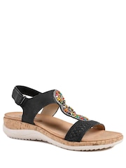 Pavers Black Comfort Beaded Wedge Sandals - Image 3 of 6