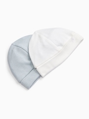 Pakete ng MORI Blue stripes at White Supersoft pang-baby mga sumbrero 2 - Larawan 1 ng 1