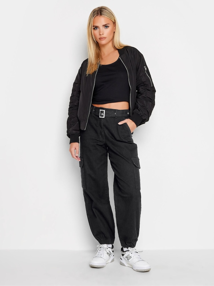 PixieGirl Petite Black Belted Cuffed Jogger Jeans - Image 2 of 3