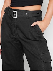 PixieGirl Petite Black Belted Cuffed Jogger Jeans - Image 3 of 3
