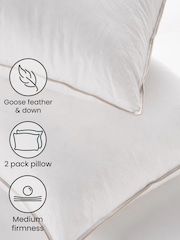Set of 2 Medium 100% Cotton Goose Feather and Down Pillows - Image 2 of 3