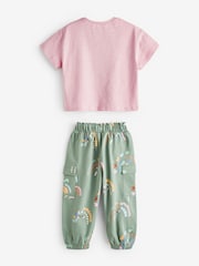 Pink Pastel Rainbow Sleeveless T-Shirt and Cargo Trousers Set (3mths-7yrs) - Image 2 of 3