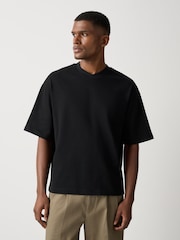 Black EDIT V-Neck Boxy Fit T-Shirt - Image 1 of 8