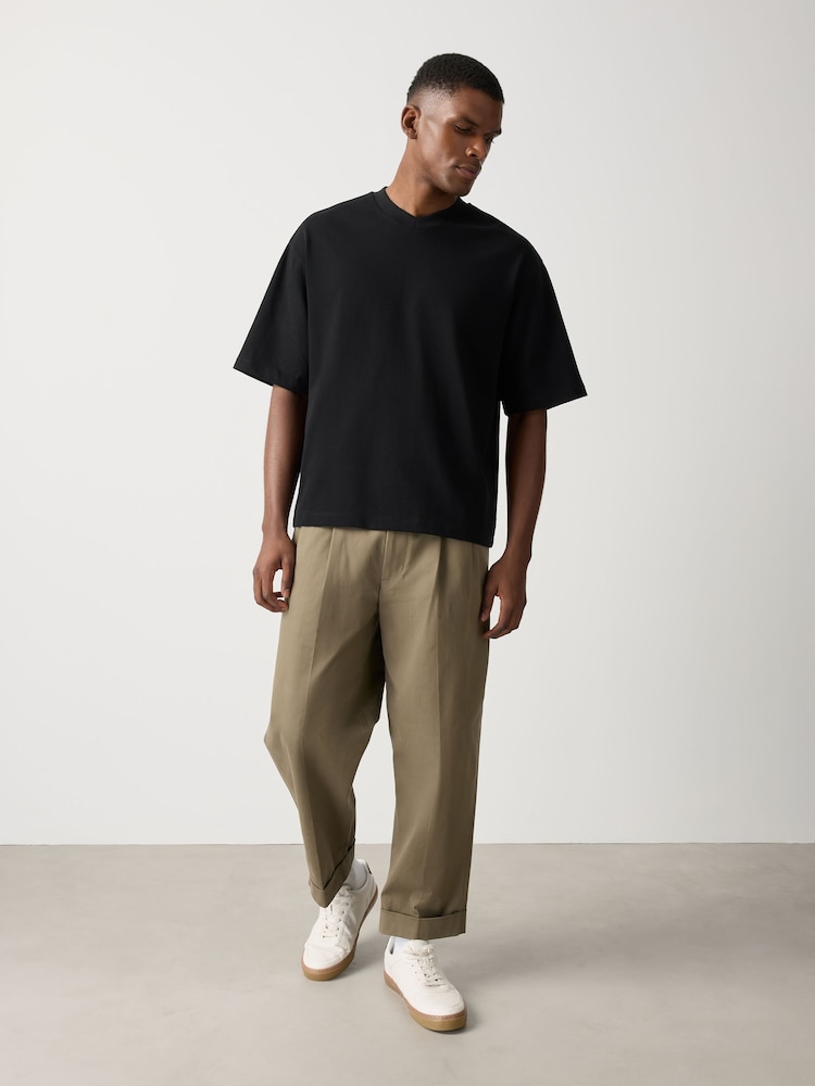 Black EDIT V-Neck Boxy Fit T-Shirt - Image 2 of 8 Black EDIT V-Neck Boxy Fit T-Shirt - Image 2 of 8