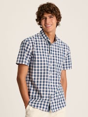 Joules Wilson Blue Gingham Classic Fit Short Sleeve Shirt - Image 1 of 7