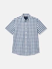 Joules Wilson Blue Gingham Classic Fit Short Sleeve Shirt - Image 10 of 10
