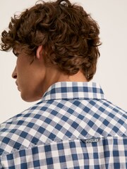Joules Wilson Blue Gingham Classic Fit Short Sleeve Shirt - Image 9 of 10