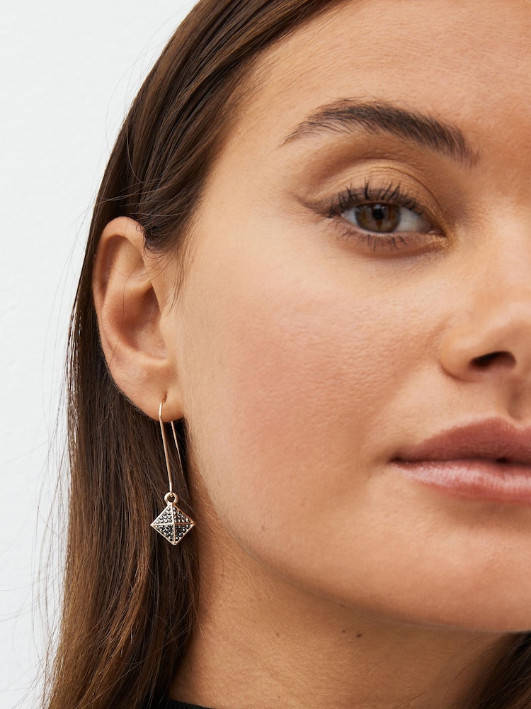 Gold Tone Diamond Drop Earrings - Image 1 of 3 Gold Tone Diamond Drop Earrings - Image 1 of 3