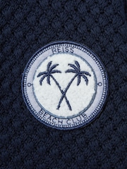 Reiss Navy Sandy 3-9 yrs Knitted Cotton Cuban Collar Shirt - Image 5 of 5