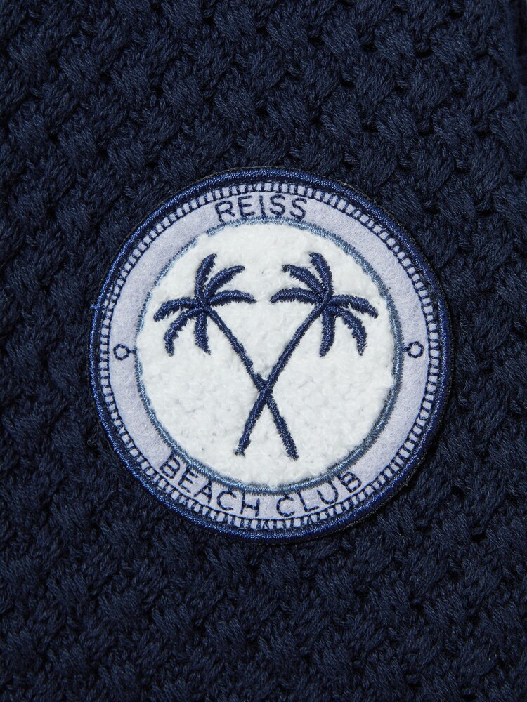 Reiss Navy Sandy 3-9 yrs Knitted Cotton Cuban Collar Shirt - Image 5 of 5