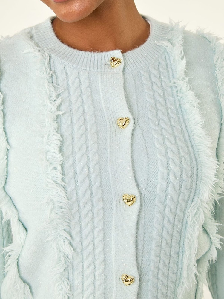 Roman Blue Fringe Knit Cardigan - Image 5 of 5 Roman Blue Fringe Knit Cardigan - Image 5 of 5