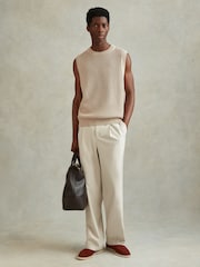 Reiss Soft Taupe Dandy Cotton Blend Crochet Vest - Image 3 of 6