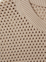 Reiss Soft Taupe Dandy Cotton Blend Crochet Vest - Image 6 of 6