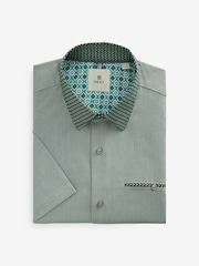 Green Slim Fit Trimmed Formal Short Sleeve Shirt - Image 2 of 4
