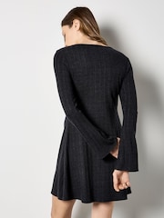 Apricot Black Pointelle Knit Jersey Swing Mini Dress - Image 2 of 5
