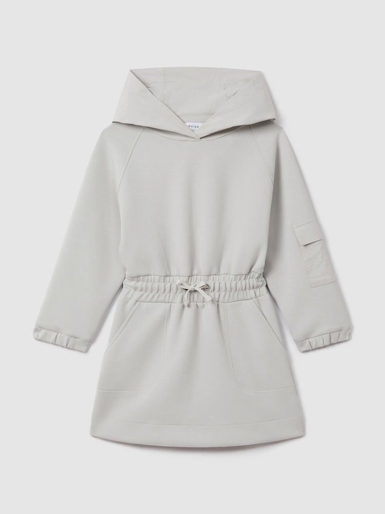 Reiss Grey Rhonda 9-13 yrs Hybrid Jersey Hooded Dress - Image 2 of 4