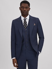 Reiss Navy Destiny Wool Single Breasted Regular Fit Blazer - Image 1 of 7