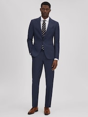 Reiss Navy Destiny Wool Single Breasted Regular Fit Blazer - Image 3 of 7