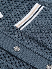 Reiss Airforce Blue Coulson 9-13 yrs Crochet Contrast Trim Shirt - Image 5 of 5