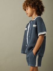 Reiss Airforce Blue Creek 3-9 yrs Crochet Contrast Trim Elasticated Shorts - Image 1 of 5