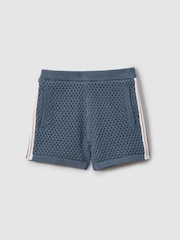 Reiss Airforce Blue Creek 3-9 yrs Crochet Contrast Trim Elasticated Shorts - Image 2 of 5