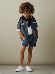 Reiss Airforce Blue Creek 3-9 yrs Crochet Contrast Trim Elasticated Shorts - Image 3 of 5